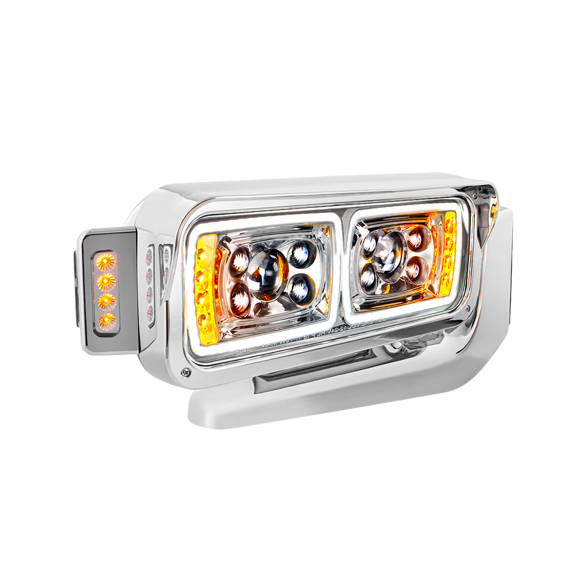 Peterbilt 379 - 10 High Power LED Projection Headlight Assembly With Mounting Arm & Turn Signal Side Pod
