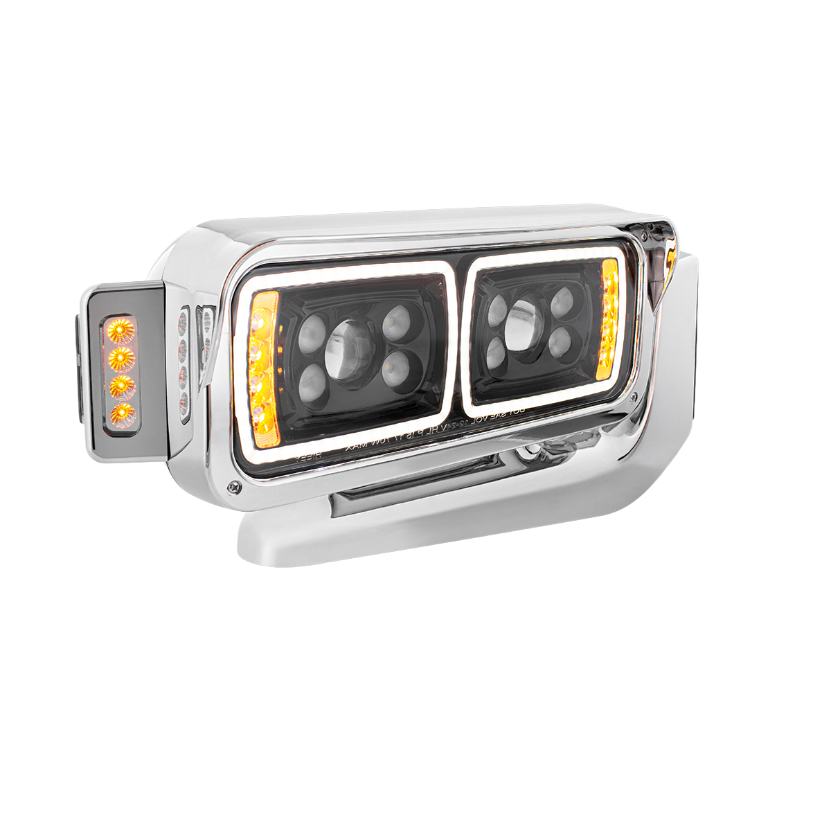 Peterbilt 379 - 10 High Power LED Projection Headlight Assembly With Mounting Arm & Turn Signal Side Pod