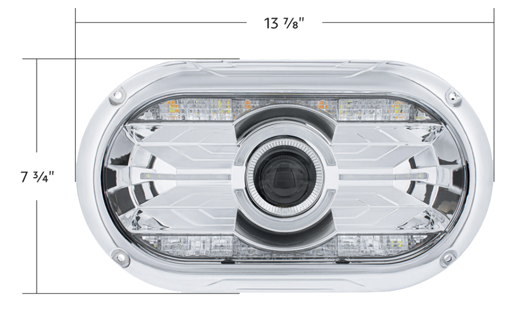 13-7/8 x 7-3/4 Inch LED Projector One-Piece Style Headlight For Dual 5-3/4" Headlight Housing