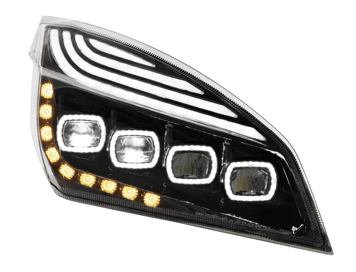 Freightliner Cascadia 2018-2024 - Quad LED Headlight With DRL & Seq. Signal