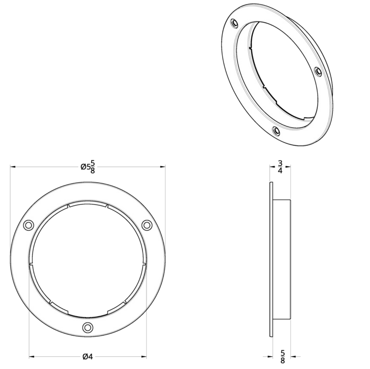 4 Inch Round Stainless Steel Bezel - HD Truck Source