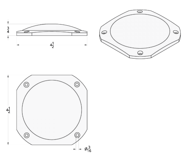 International 9900, 9400/9300/9200 - Chrome 4-1/2" Square Speaker Cover