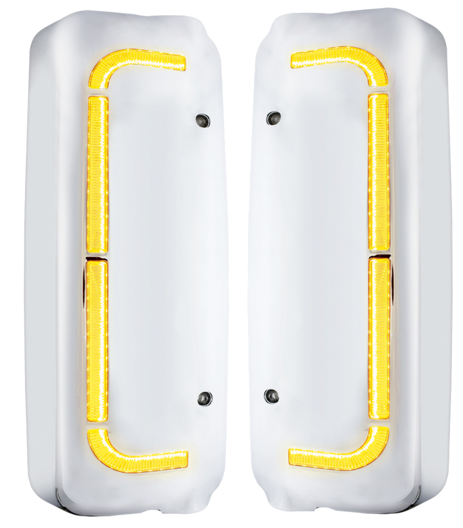 Freightliner Century and Columbia - 48 LED Chrome Mirror Cover With Sequential LED