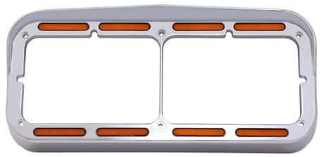 Headlight Bezel Rectangular For Dual 4" x 6" With Visor & 32 Amber LEDs Turn Signal
