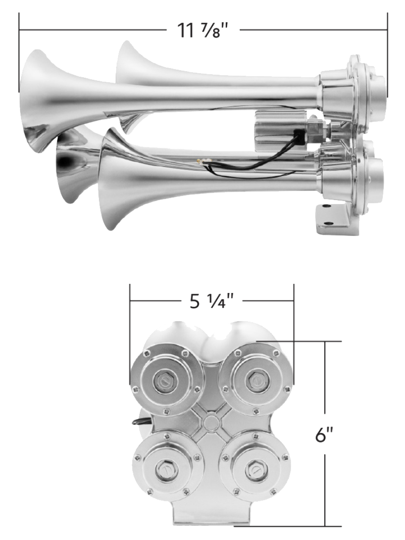 4 Trumpet Chrome Mini Train Horn