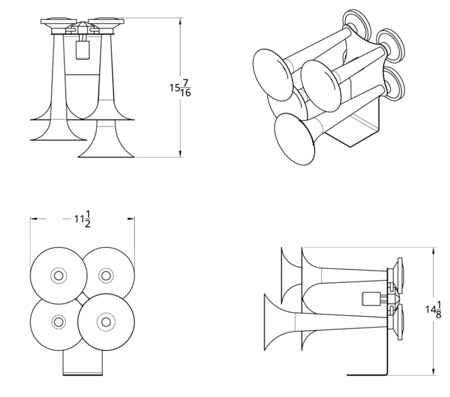 4 Trumpet Chrome Train Horn