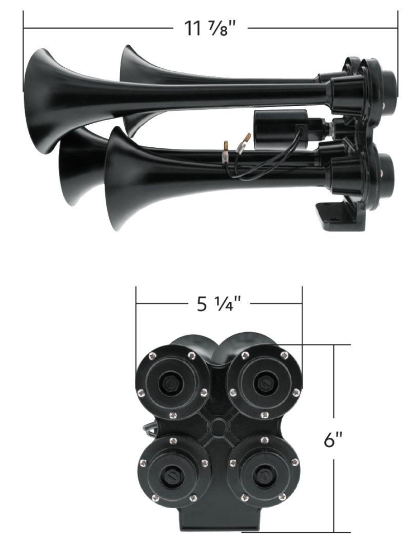 4 Trumpet Black Mini Train Horn