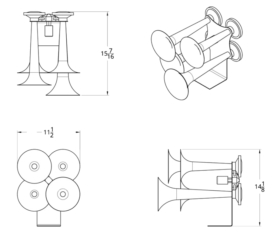 4 Trumpet Black Train Horn