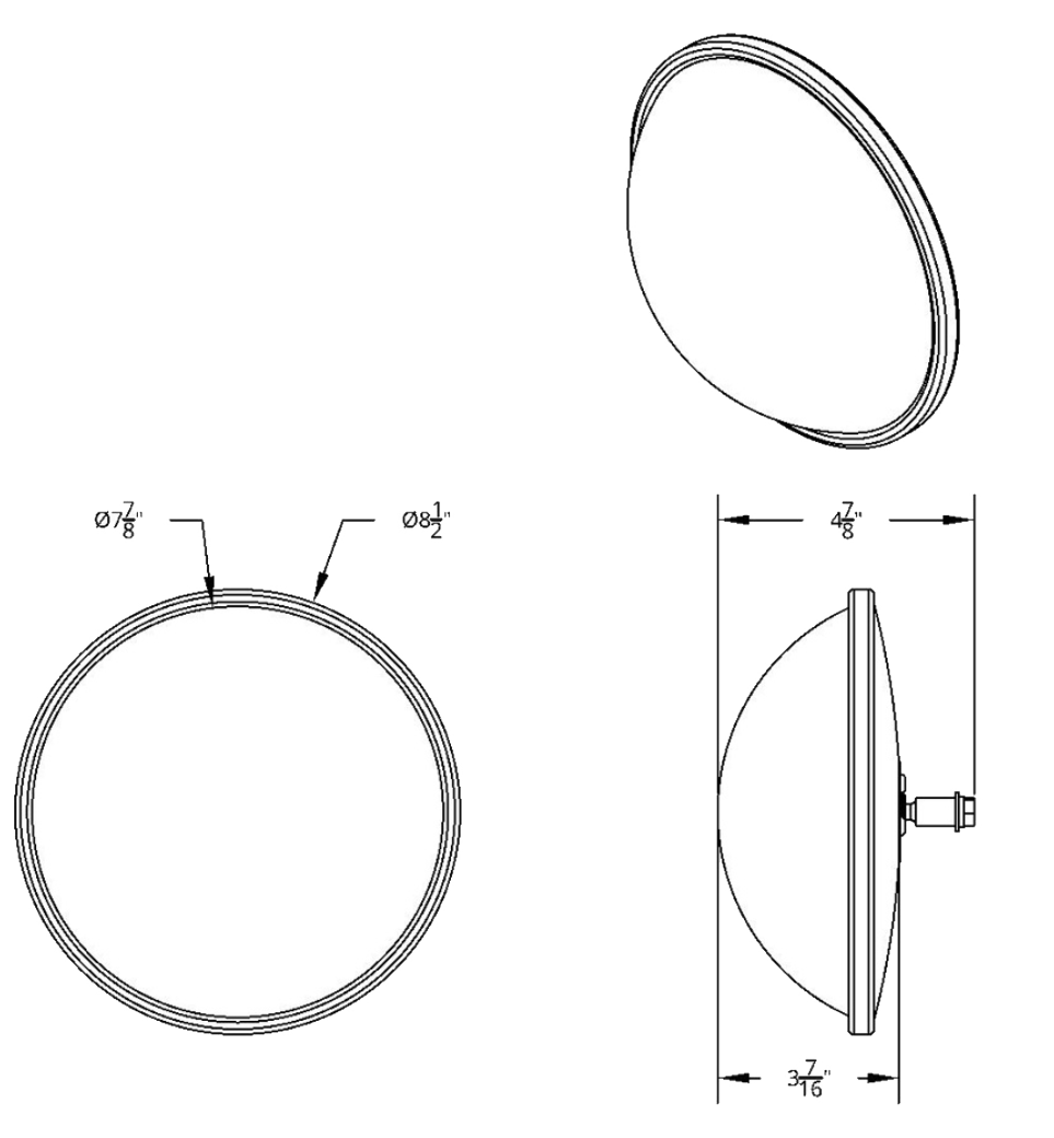 Convex Mirror - 8-1/2" 430 Stainless Steel Full Dome