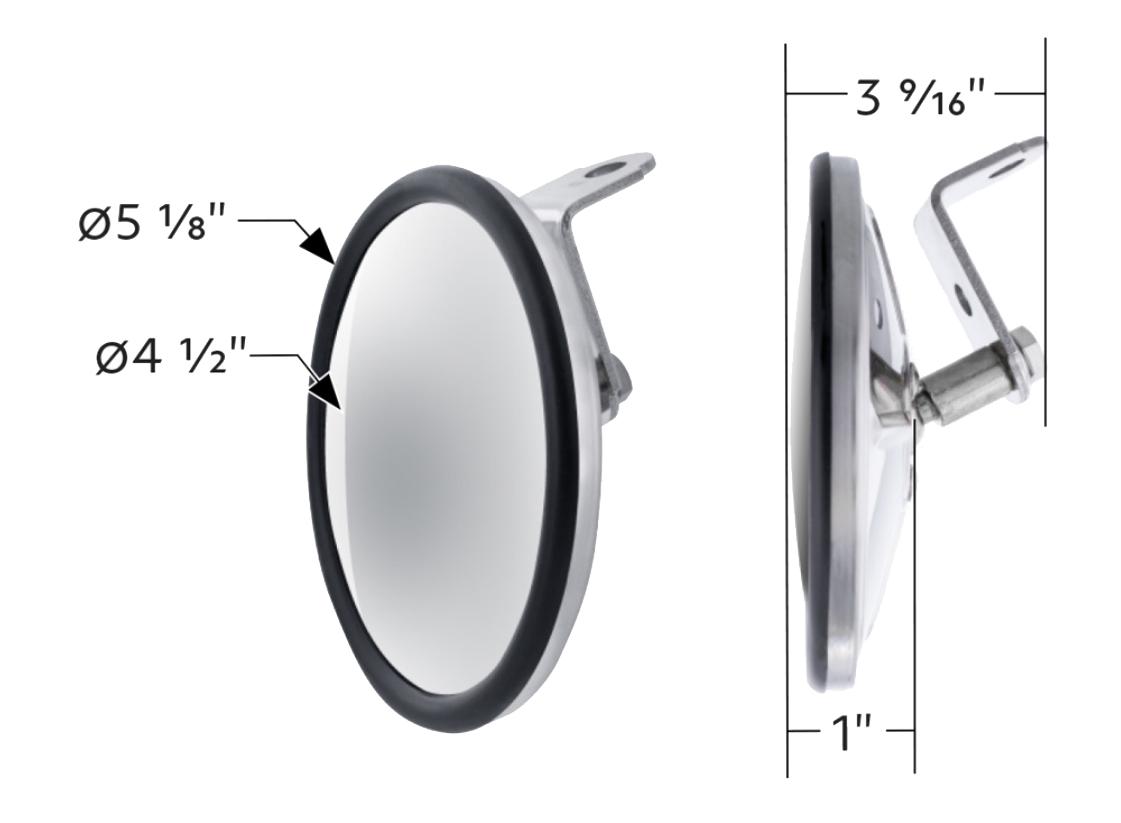 Convex Mirror - 430 Stainless Steel 5, 6, 7.5 and 8.5 Inch