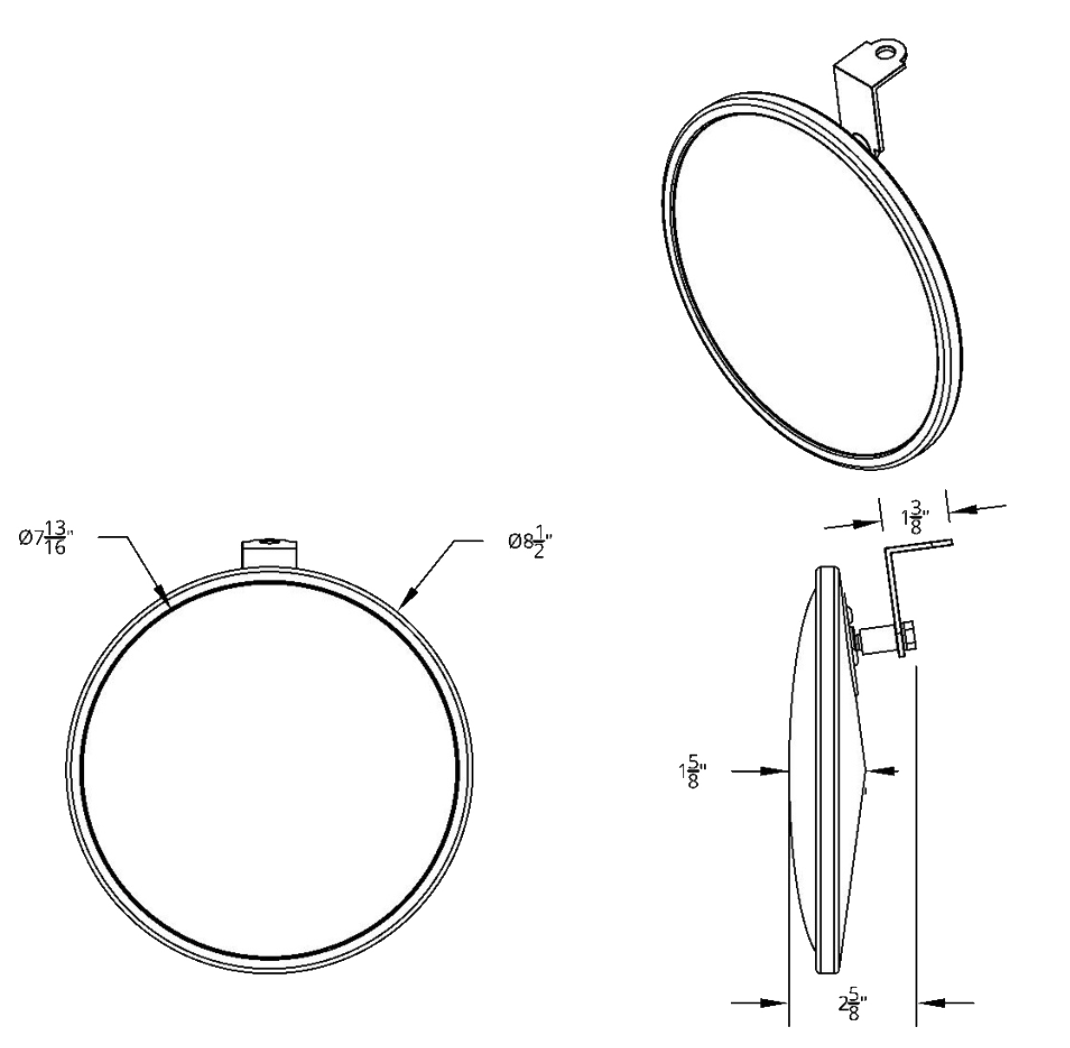 Convex Mirror - 430 Stainless Steel Offset Mounting Stud