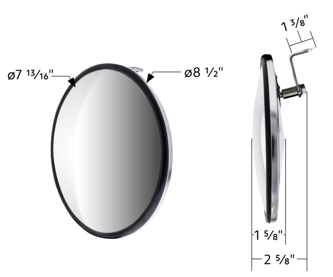 Convex Mirror - 430 Stainless Steel Offset Mounting Stud