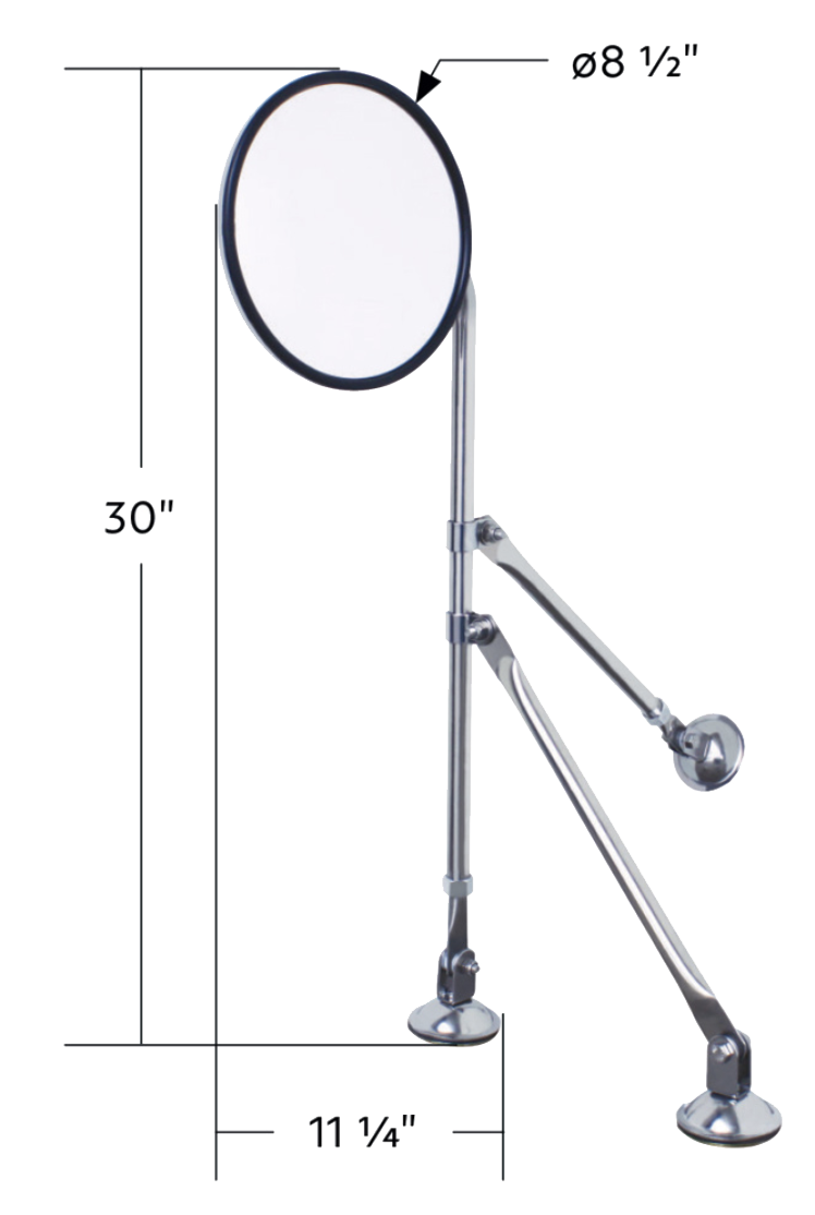 Convex - 8.5 Inch Mirror With Stainless Tripod Fender Bracket