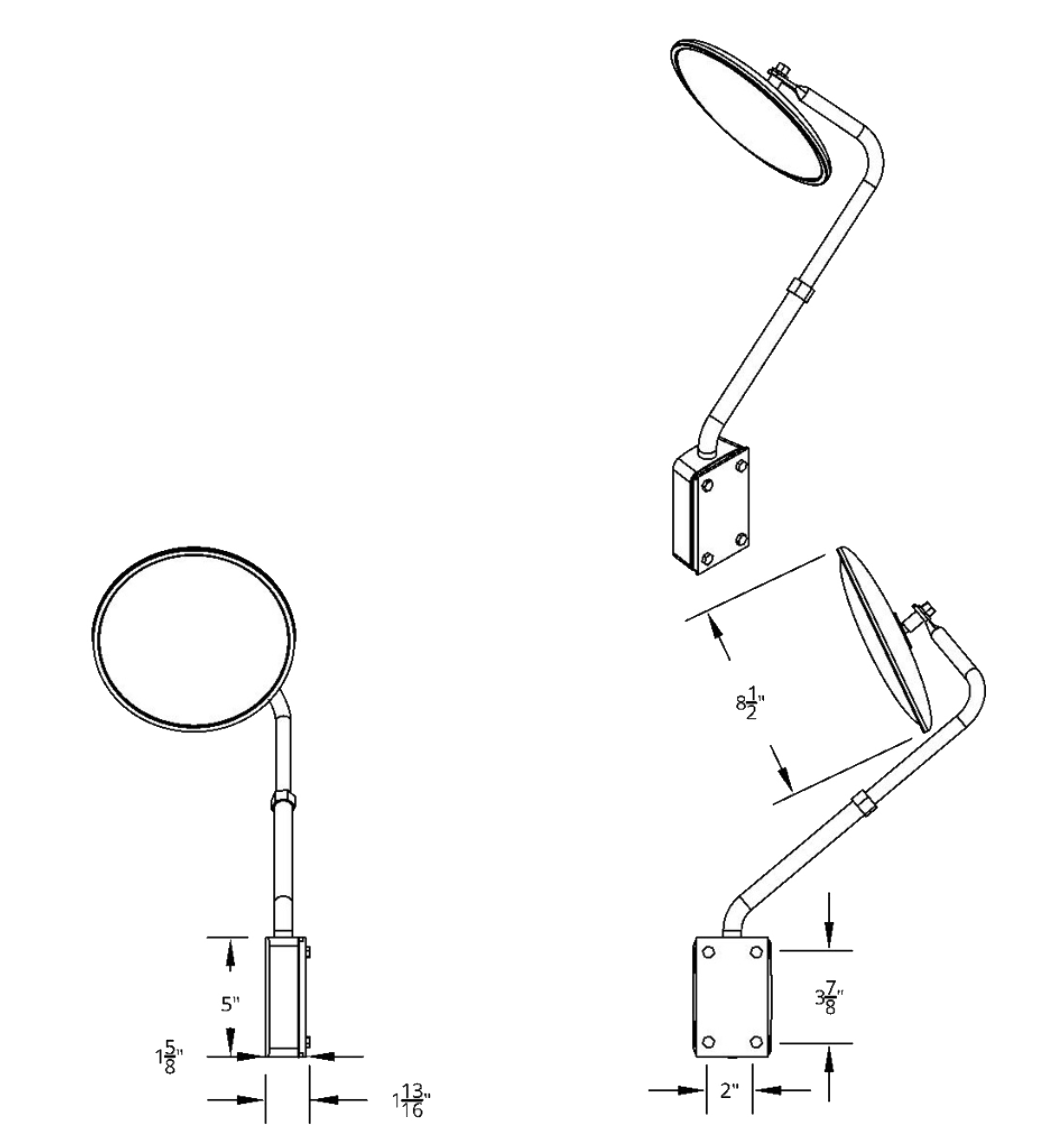 Hood Mount - 8.5 Inch Stainless Steel Mirror