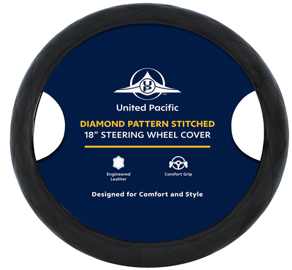 Leather 18" Crystal Stitched Steering Wheel Cover