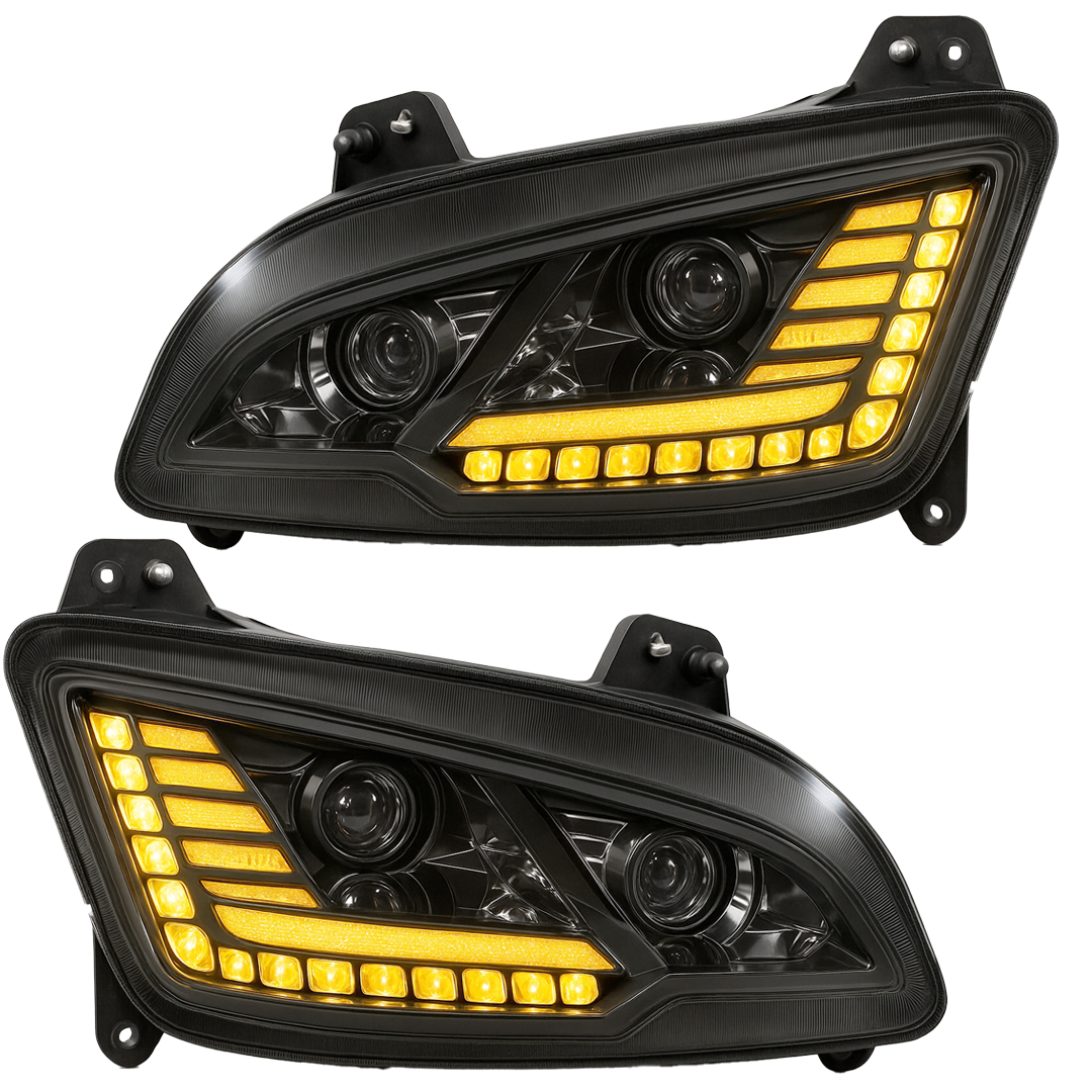 Peterbilt 587/ 579 (2022 and Newer) LED Headlight With Halo and Sequential Turn Signal