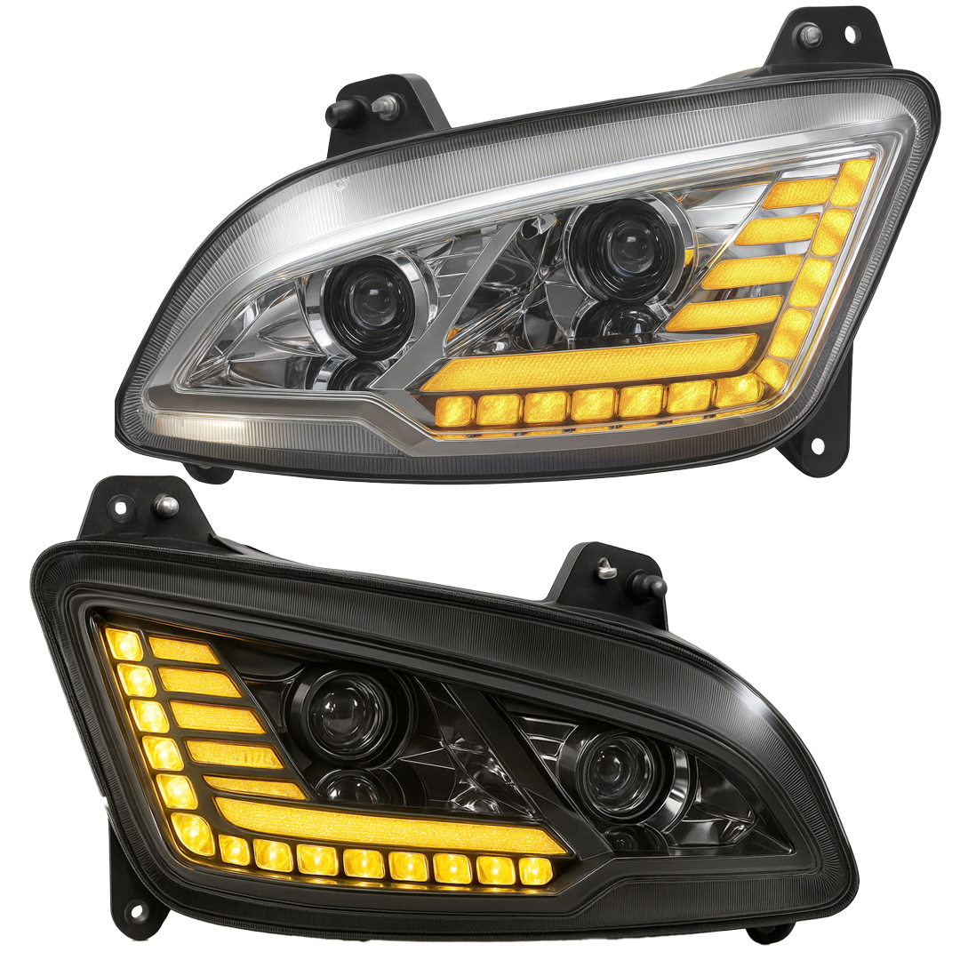 Peterbilt 587/ 579 (2022 and Newer) LED Headlight With Halo and Sequential Turn Signal