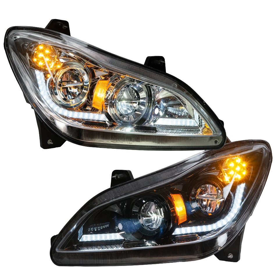 Kenworth T680 (2022 and Newer) - Heated Lens LED Headlight With Sequential Turn Signal
