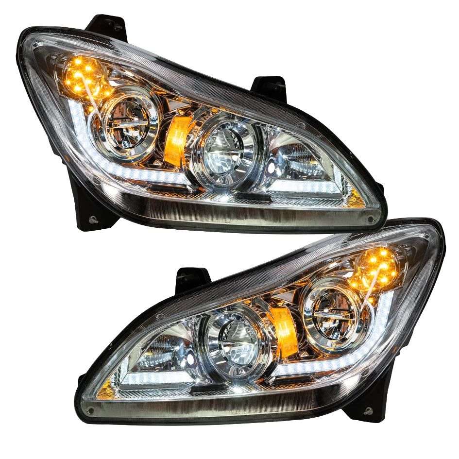 Kenworth T680 (2022 and Newer) - Heated Lens LED Headlight With Sequential Turn Signal