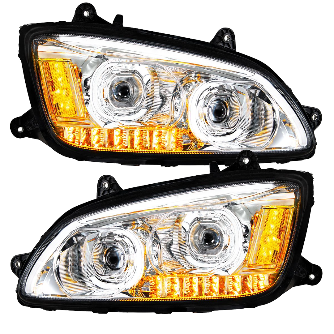 Kenworth T660 (2008-2017) - LED Headlights With Choice Chrome or Black Inner Housing