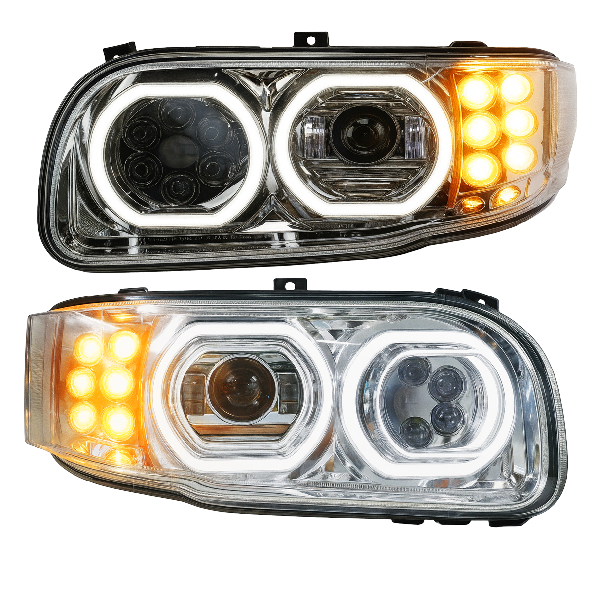 Peterbilt 388/389/367/567/589 LED Projector Headlight With Halo Ring
