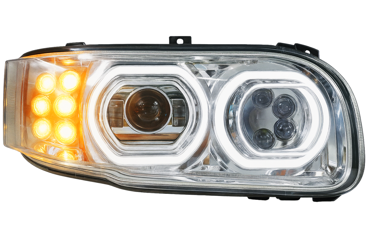 Peterbilt 388/389/367/567/589 LED Projector Headlight With Halo Ring