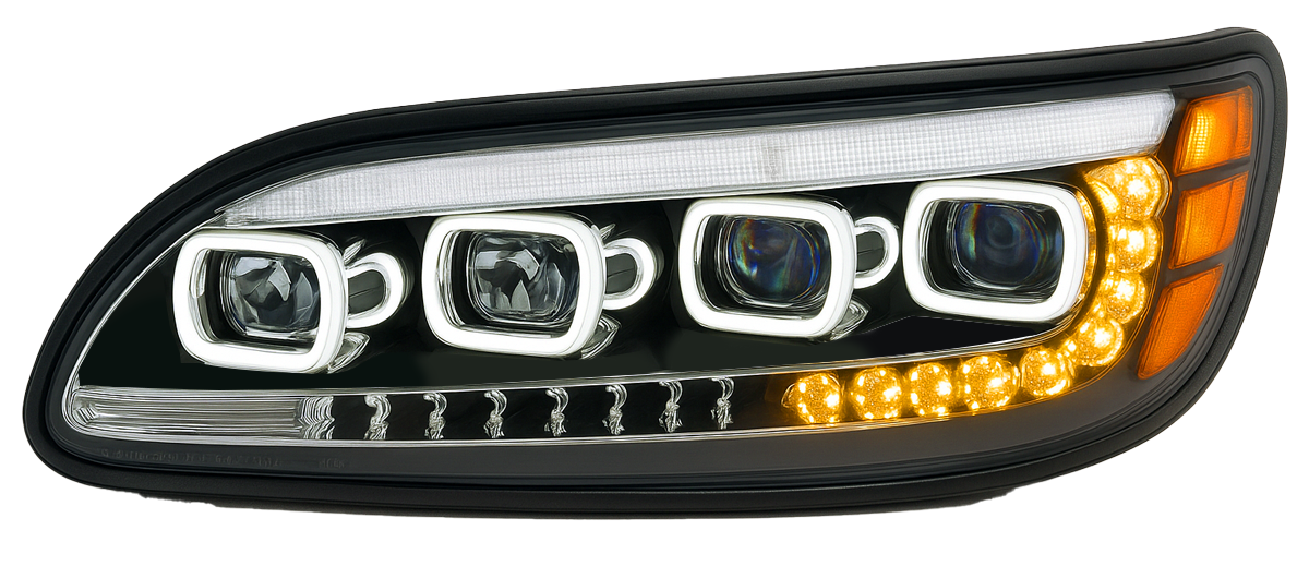 Peterbilt 382/384/386/387 LED Headlight With Halo and Sequential Turn Signal