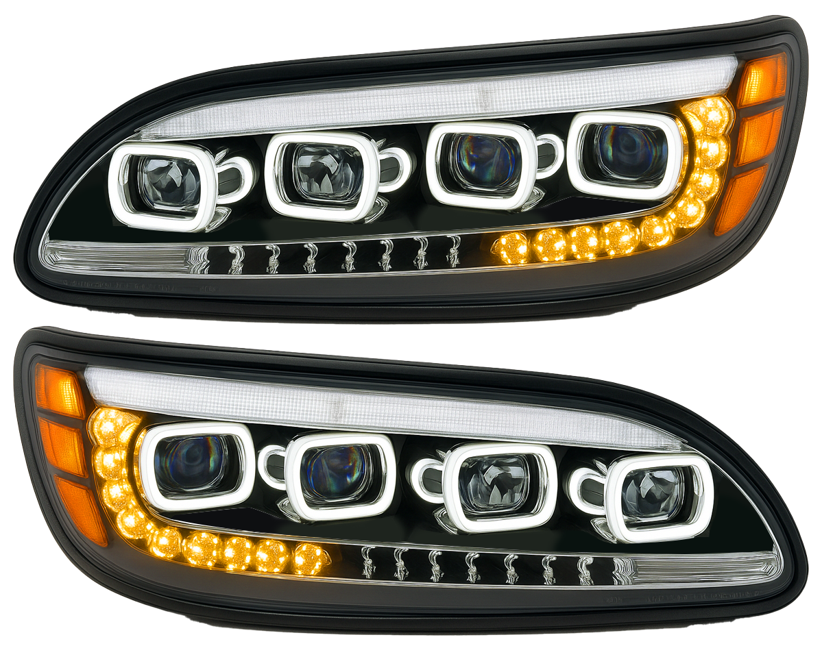Peterbilt 382/384/386/387 LED Headlight With Halo and Sequential Turn Signal