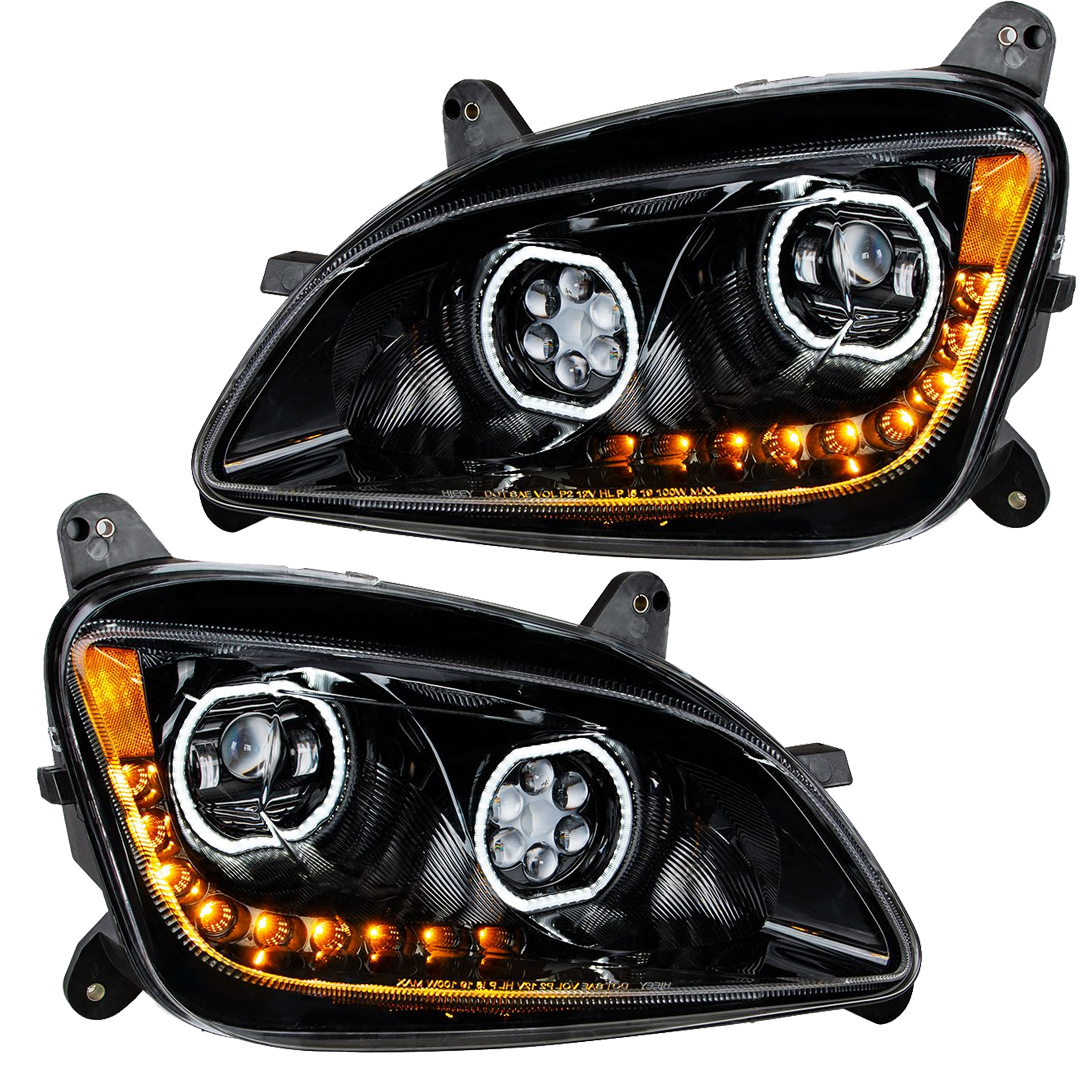 Peterbilt 587 (2010-2016) Peterbilt 579 (2012-2021) - LED Headlight With Halo and Sequential Turn Signal