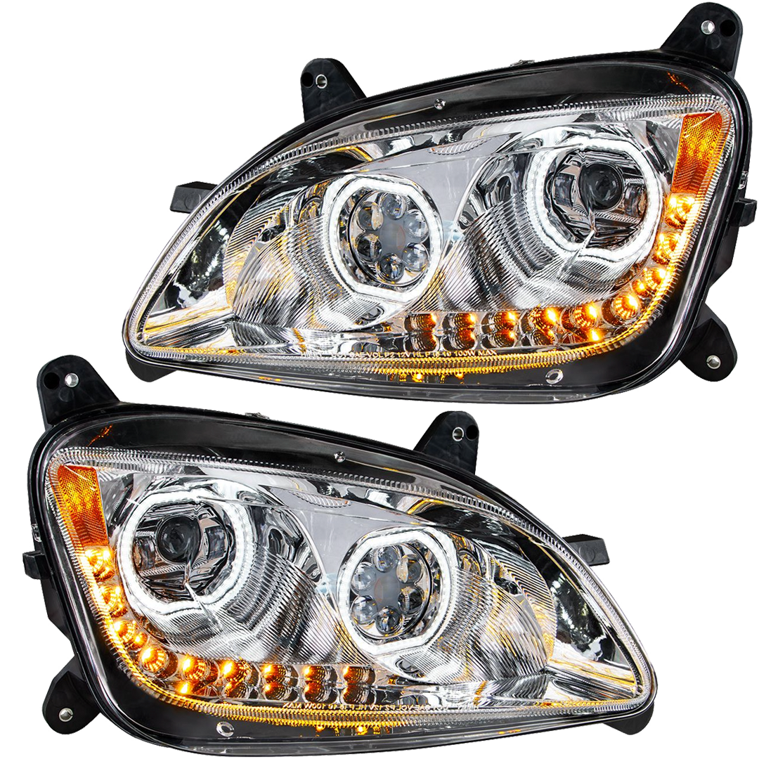 Peterbilt 587 (2010-2016) Peterbilt 579 (2012-2021) - LED Headlight With Halo and Sequential Turn Signal