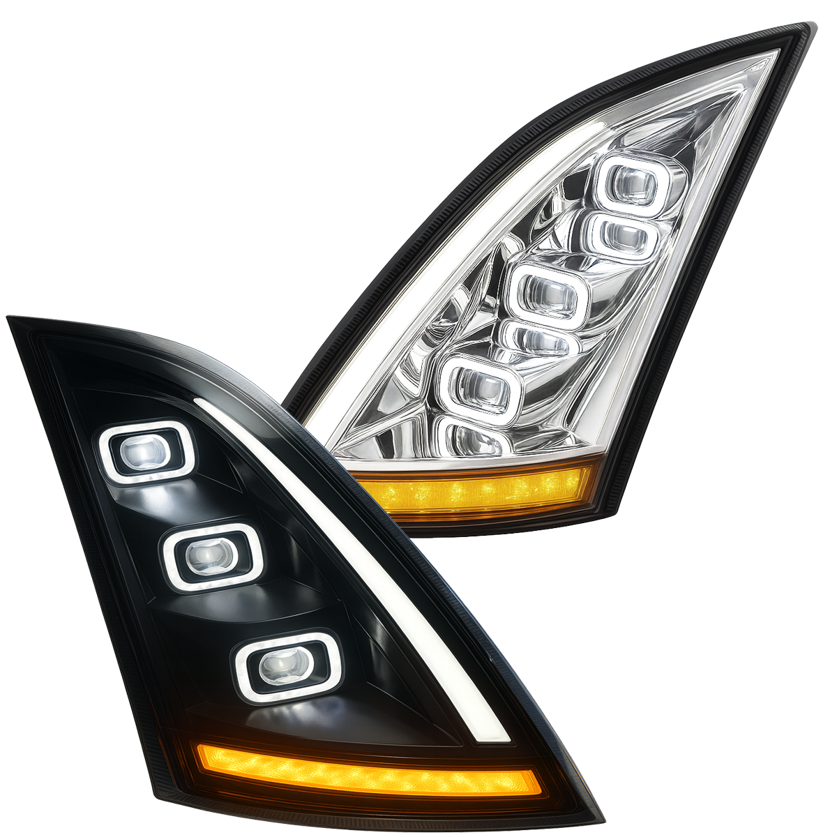 Volvo VN-VNL (2018 and Newer) - LED Headlight with Halo And Sequential Turn Signal