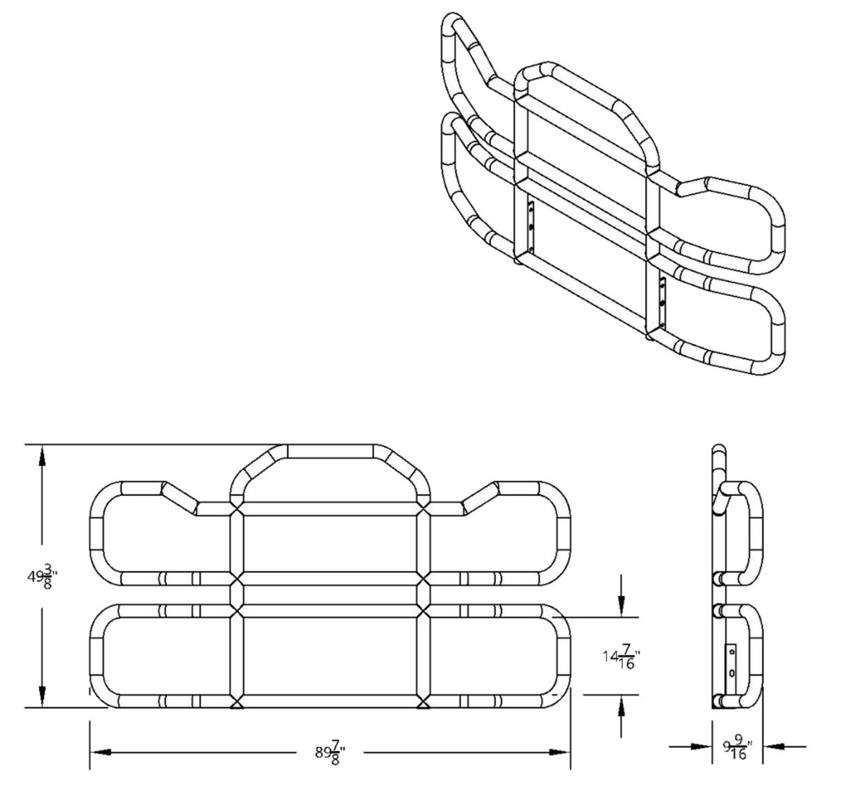 Highwayshield I95R Stainless Steel Grille Guard With Bracket Kit