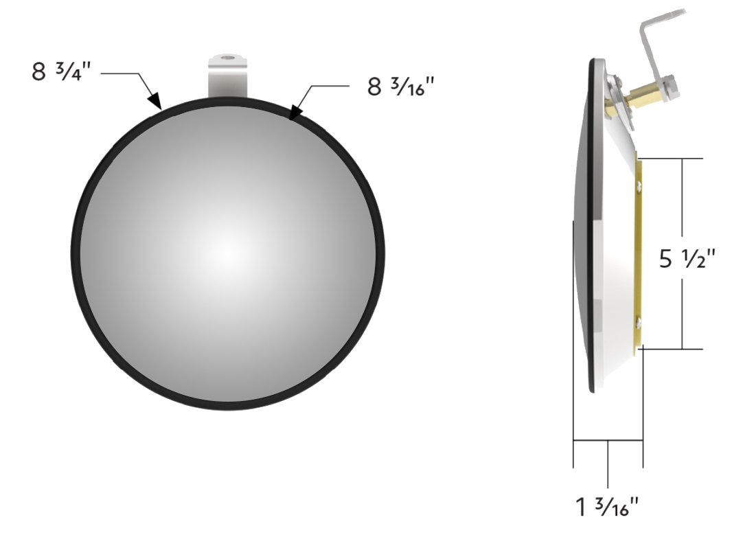 Convex Mirror - 430 Stainless Steel 8.5 Inch With Turn Signal