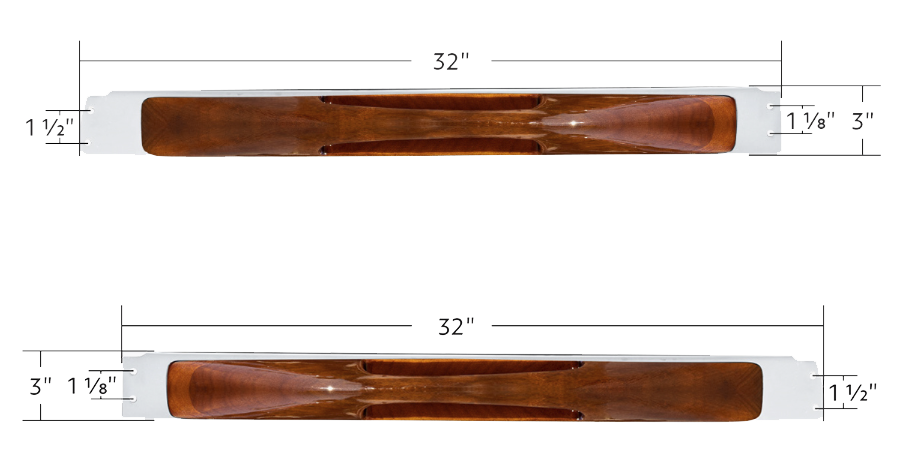 Peterbilt (2003-2005 ) - Wood Armrest With Stainless Steel Window Sill Mounting Plate