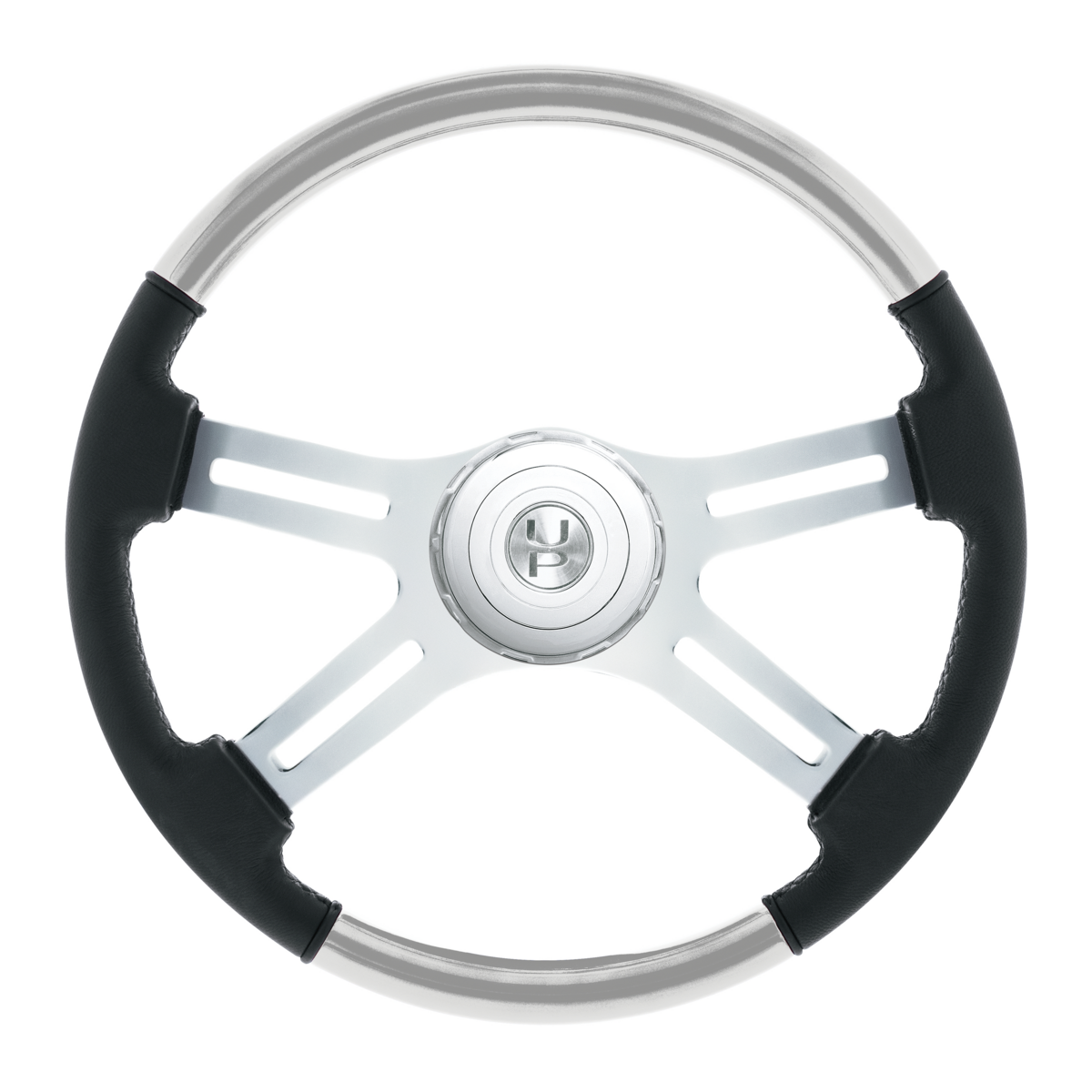 18" Leather & Wood Candy Color 4 Spoke Steering Wheel With Chrome Horn Bezel