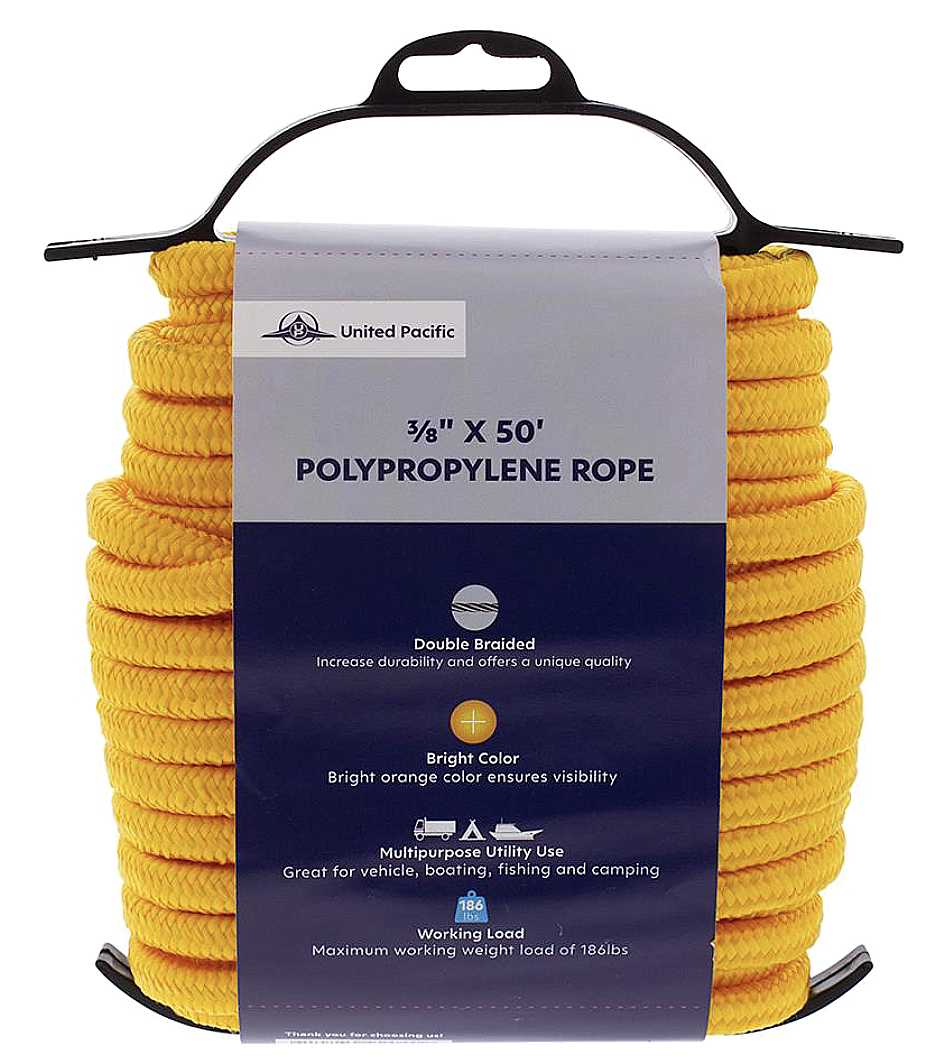 Rope - 3/8" x 50', 16-Strand Double Braided Polypropylene