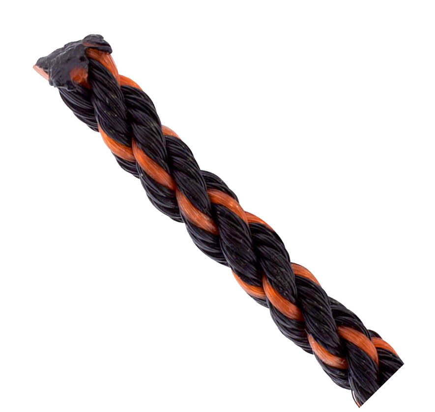Rope - 3/8" x 50', 3-Strand Twisted Black & Orange Polypropylene