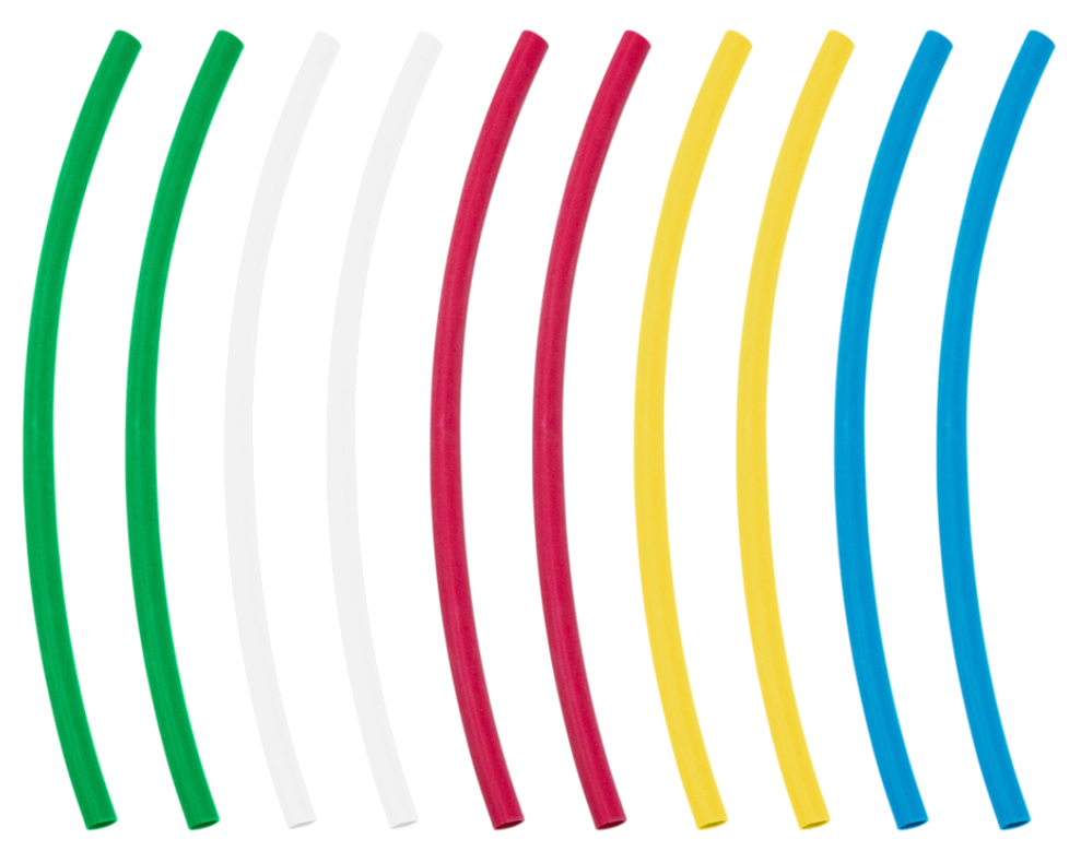 Heat Shrink Tubing Blue, Clear, Green, Red, Yellow, 4" Long