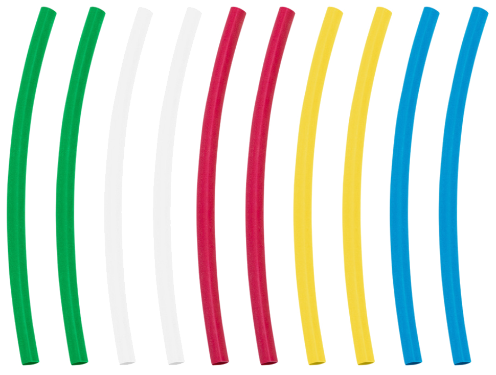 Heat Shrink Tubing Blue, Clear, Green, Red, Yellow, 4" Long