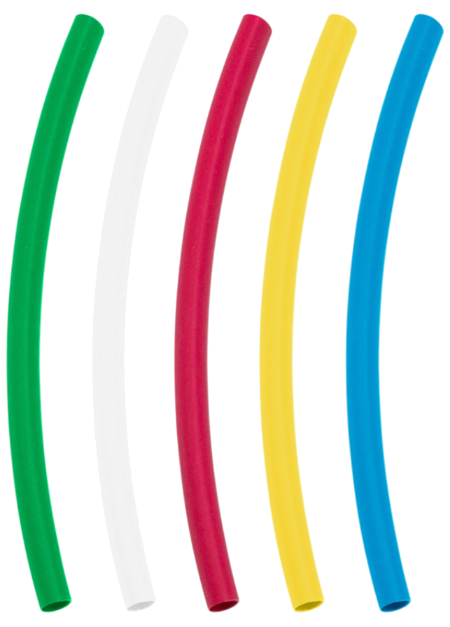 Heat Shrink Tubing Blue, Clear, Green, Red, Yellow, 4" Long