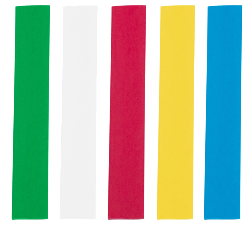 Heat Shrink Tubing Blue, Clear, Green, Red, Yellow, 4" Long