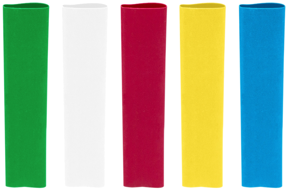 Heat Shrink Tubing Blue, Clear, Green, Red, Yellow, 4" Long
