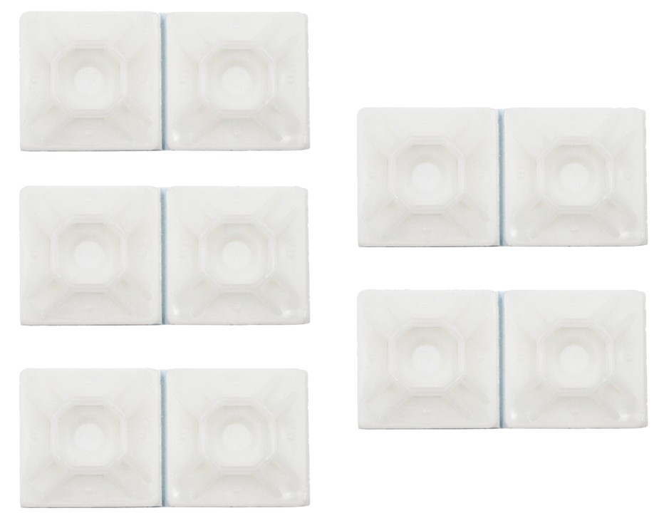 1 Inch Nylon Adhesive Wire Tie Mount 50 Lb Ties (10-Pack)
