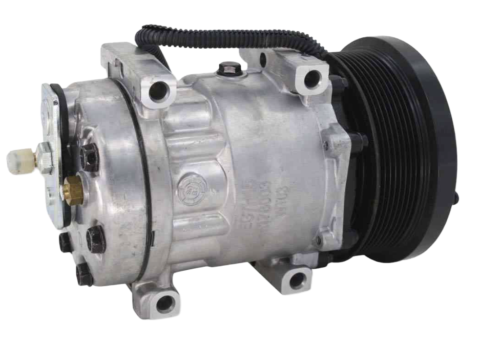 Caterpillar OEM 1630872 Ag A/C Compressor | 24V with 8 Groove Clutch