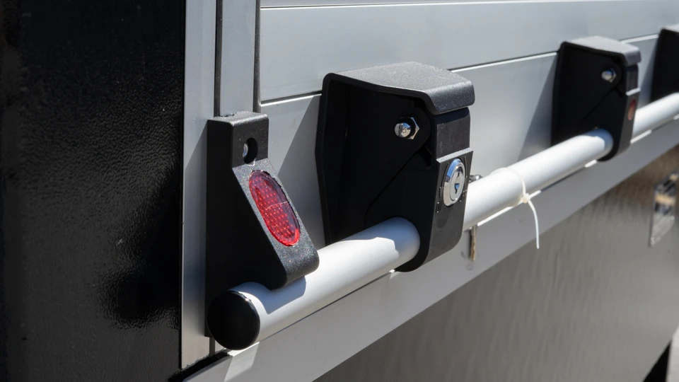 Black Aluminum Semi Truck Headache Rack with Roll-Up Door & Storage