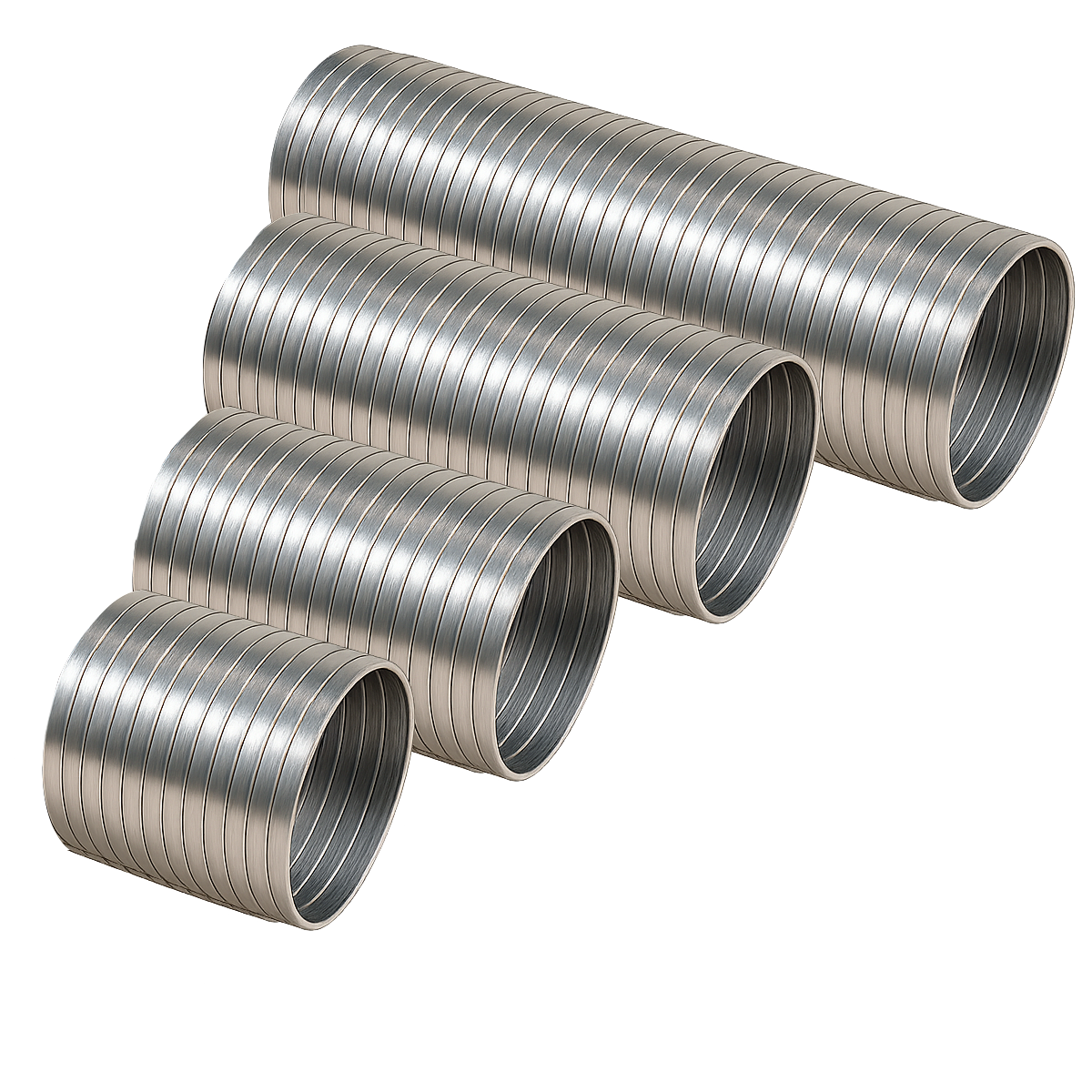 4 Or 5 Inch ID Flex Tubing - 304 Stainless Steel - 12 to 36 Inch Lengths