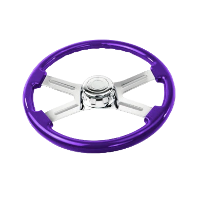18 Inch Purple Wood Steering Wheel with 4 Chrome Spokes