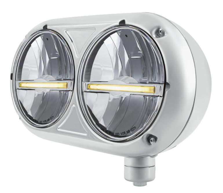 Peterbilt 359 - Stainless Steel Headlight Assembly & LED Headlights With LED Position Light