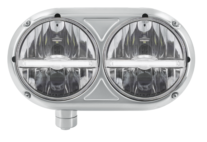 Peterbilt 359 - Stainless Steel Headlight Assembly & LED Headlights With LED Position Light