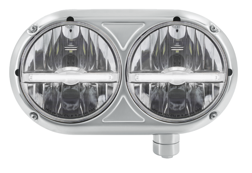 Peterbilt 359 - Stainless Steel Headlight Assembly & LED Headlights With LED Position Light